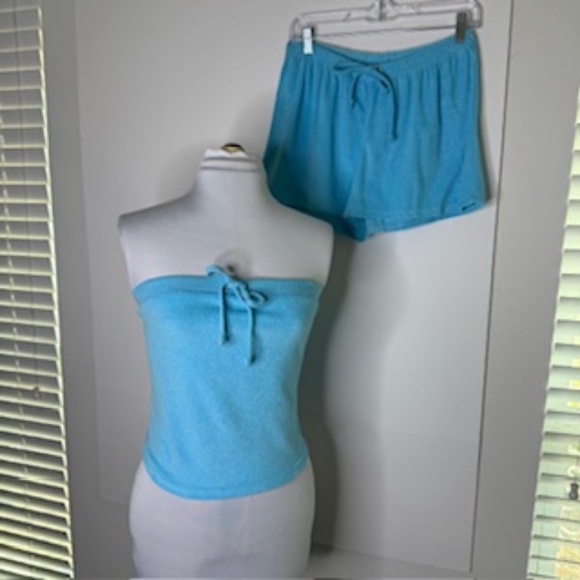 t Other - t Brand Turquoise Tube Top & Elastic Shorts Swimwear Coverup or Sleepwear Size L